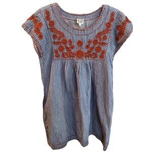 Sister Mary Sz Small Embroidered Chambray Denim Dress